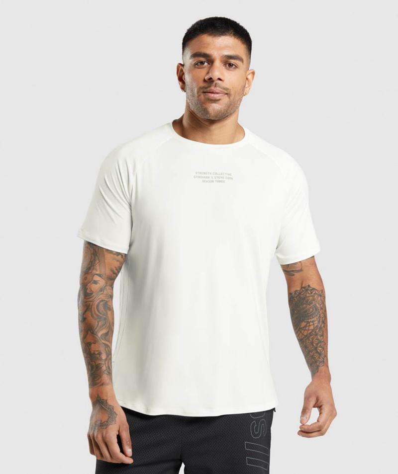 Gymshark Steve Cook T-Shirts Férfi Fehér  Hungary |  VQNSD-0812