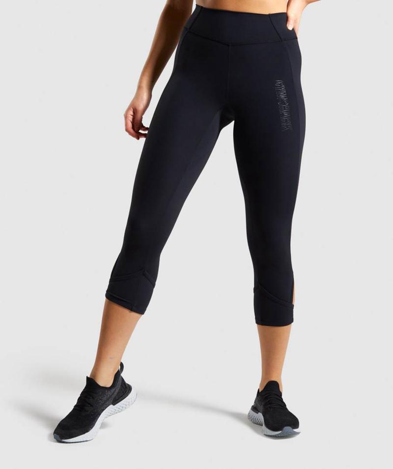 Gymshark Studio Cropped Leggings Női Fekete  Hungary |  EAZKF-8469