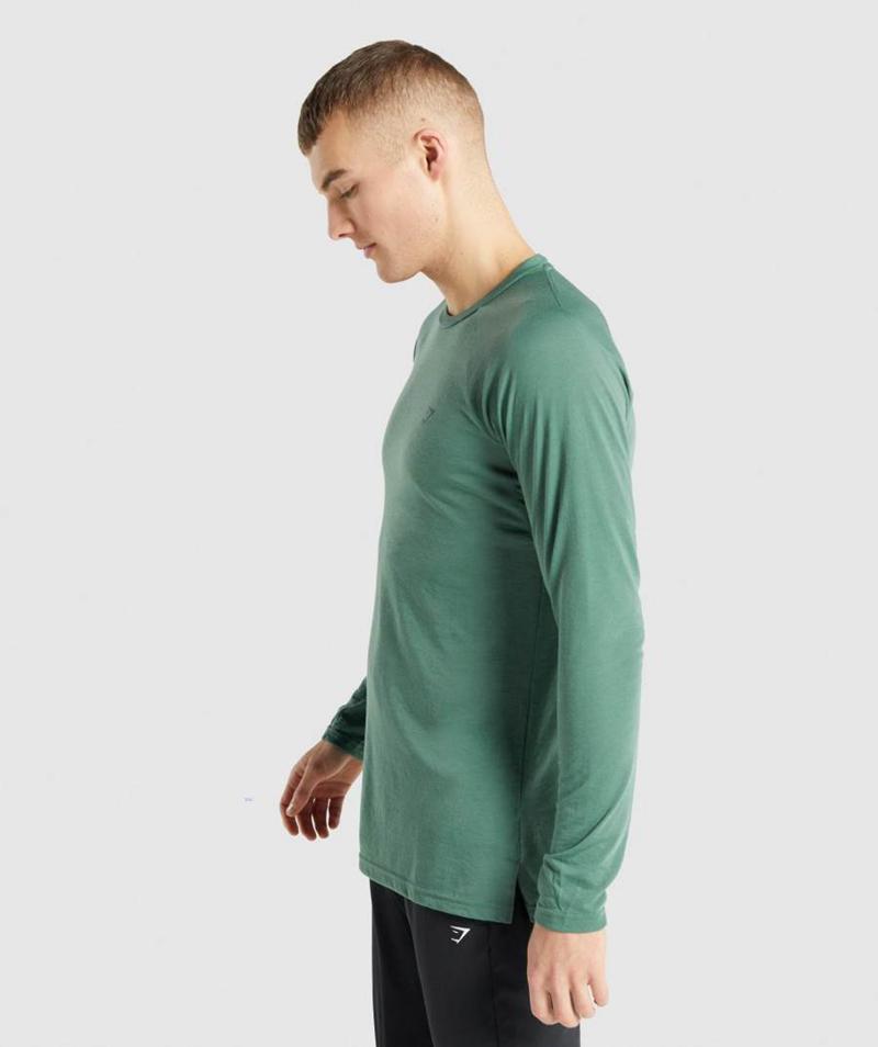 Gymshark Studio Long Sleeve Pulóverek Férfi Zöld  Hungary |  CENLZ-6213