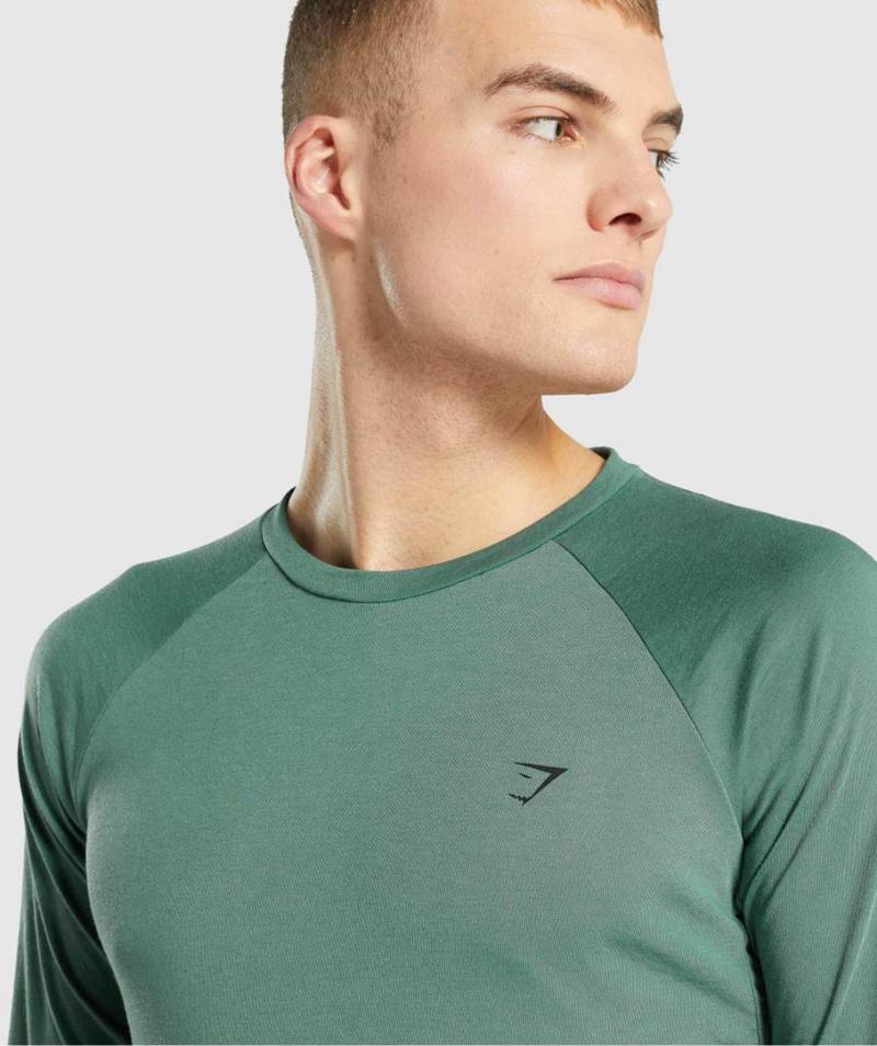 Gymshark Studio Long Sleeve Pulóverek Férfi Zöld  Hungary |  CENLZ-6213