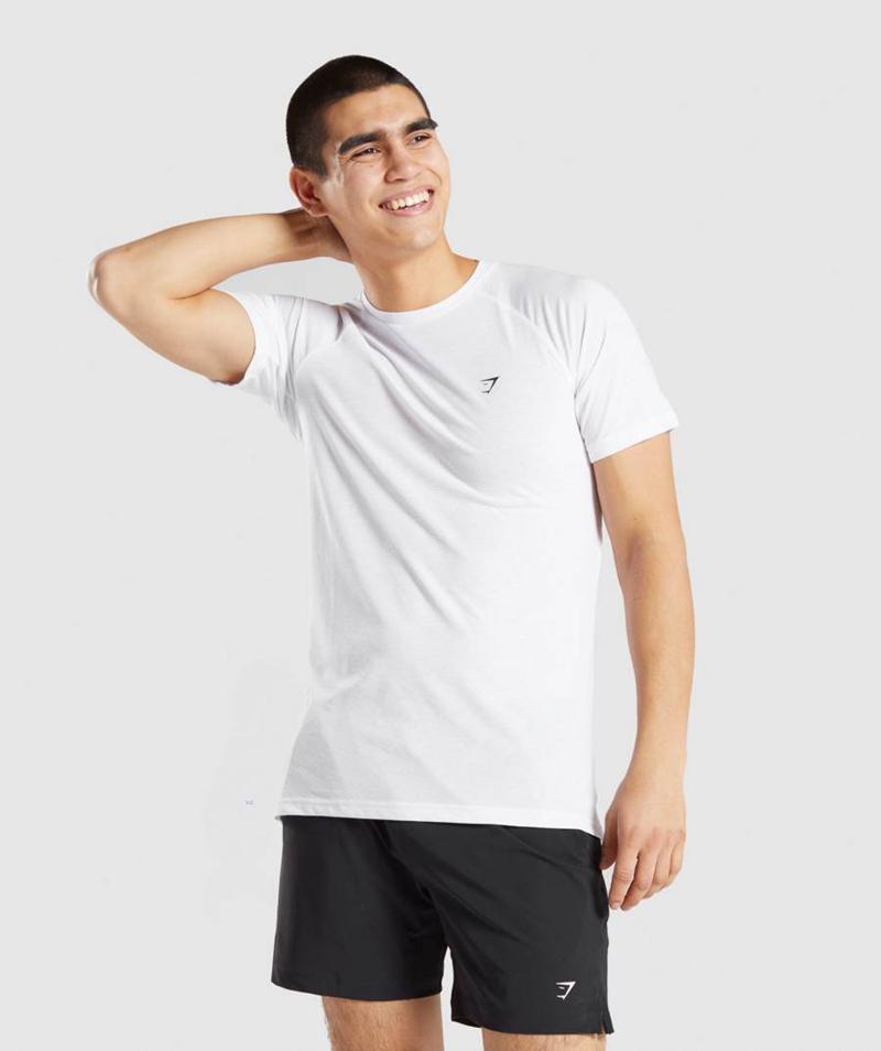 Gymshark Studio T-Shirts Férfi Fehér  Hungary |  MDVGI-9530