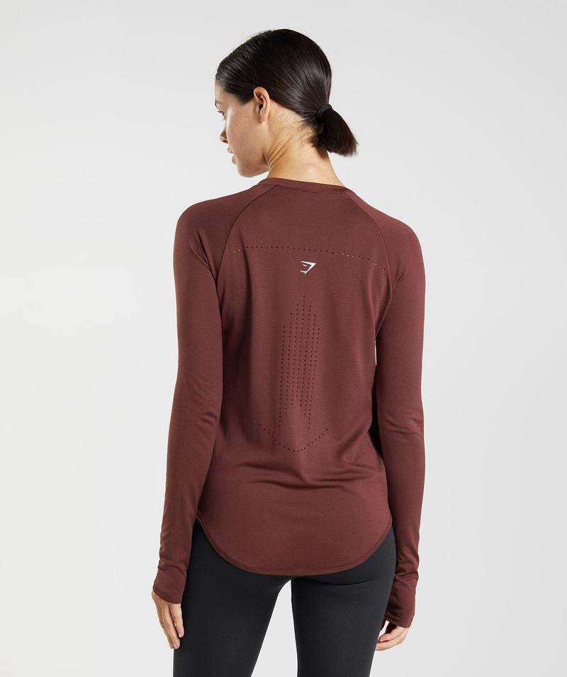 Gymshark Sweat Seamless Long Sleeve Felsők Női Bordó  Hungary |  NAITQ-3246