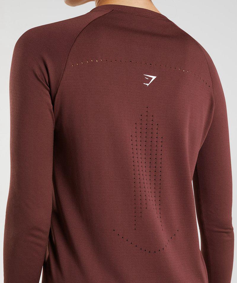 Gymshark Sweat Seamless Long Sleeve Felsők Női Bordó  Hungary |  NAITQ-3246