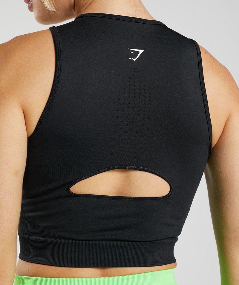 Gymshark Sweat Seamless Midi Ujjatlan Póló Női Fekete  Hungary |  RKHGO-9107