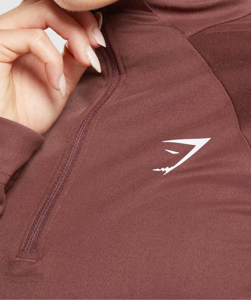 Gymshark Training 1/4 Zip Pulóver Női Rózsaszín Barna  Hungary |  NOKES-1305