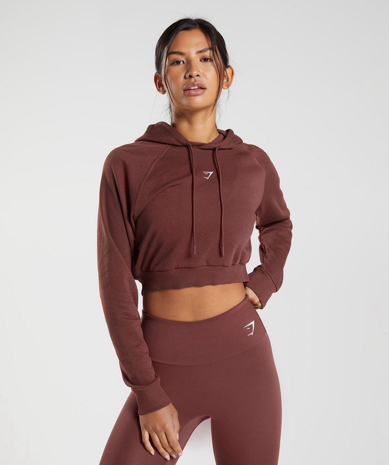 Gymshark Training Cropped Kapucnis Pulóver Női Bordó  Hungary |  JXBOU-5473