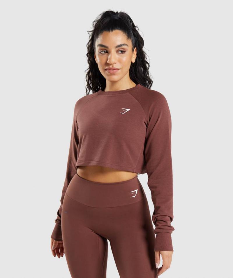 Gymshark Training Cropped Pulóver Pulóverek Női Rózsaszín Barna  Hungary |  VLJFA-9065