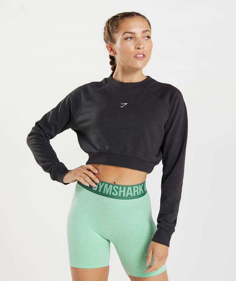 Gymshark Training Cropped Pulóverek Női Fekete  Hungary |  HVSBX-0457