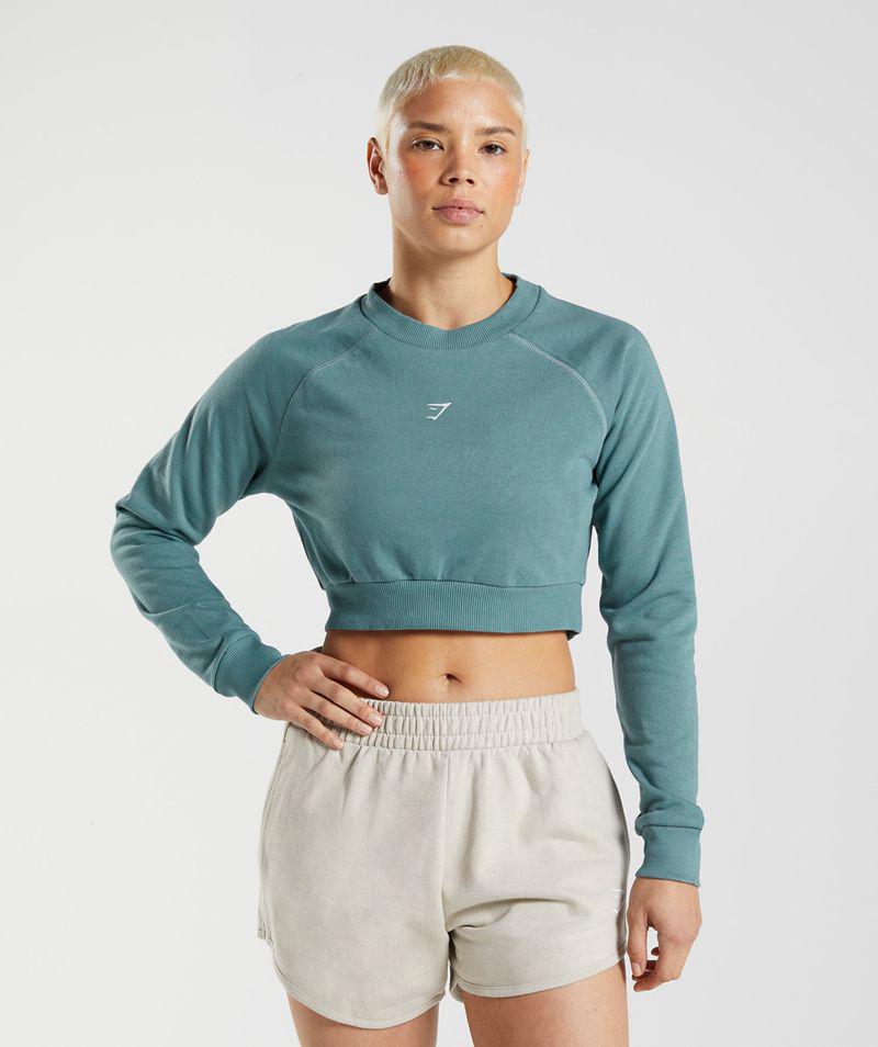 Gymshark Training Cropped Pulóverek Női Kék  Hungary |  MJCNK-5729