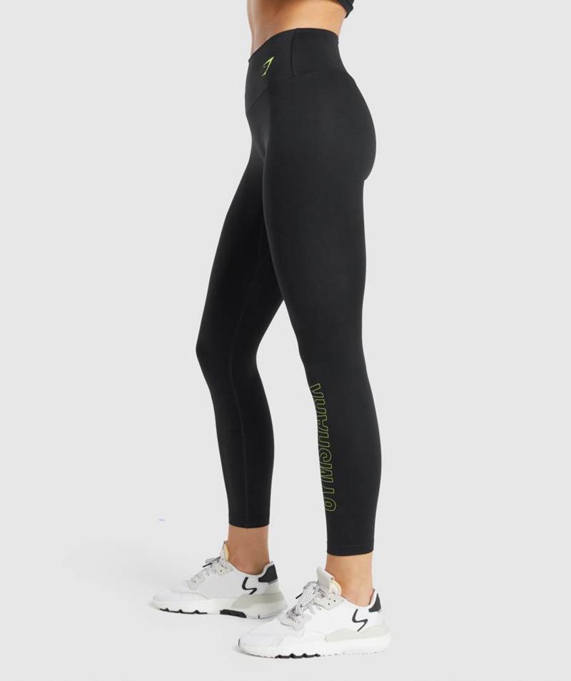 Gymshark Training Grafika Leggings Női Fekete  Hungary |  ZTEFW-2461