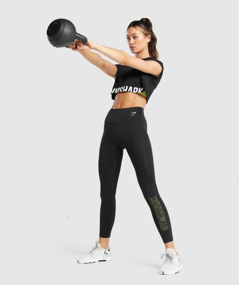 Gymshark Training Grafika Leggings Női Fekete  Hungary |  ZTEFW-2461