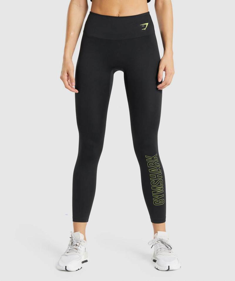 Gymshark Training Grafika Leggings Női Fekete  Hungary |  ZTEFW-2461