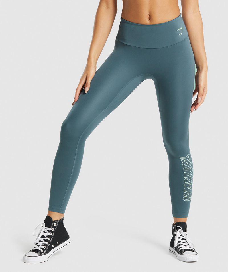 Gymshark Training Grafika Leggings Női Türkiz  Hungary |  ZUBFN-3476