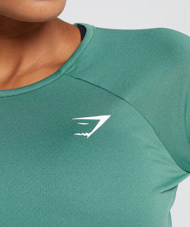 Gymshark Training Long Sleeve Crop Felsők Női Zöld  Hungary |  NTKZF-6075