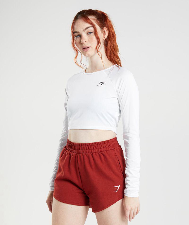 Gymshark Training Long Sleeve Crop Felsők Női Fehér  Hungary |  PDNOY-7689