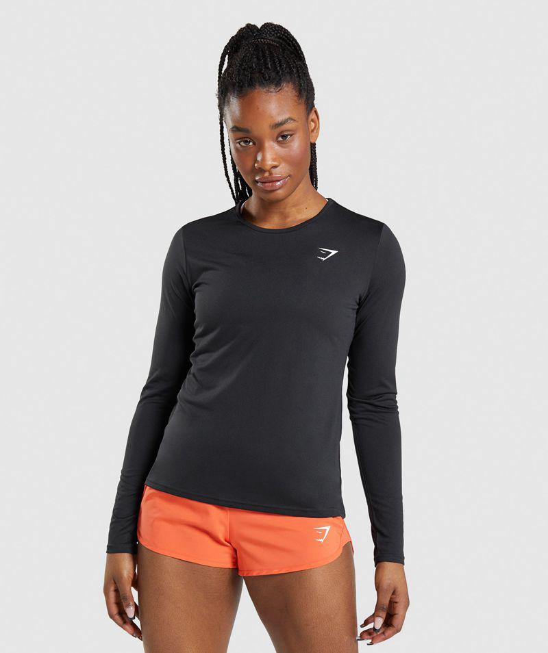 Gymshark Training Long Sleeve Felsők Női Fekete  Hungary |  JNQSG-2305