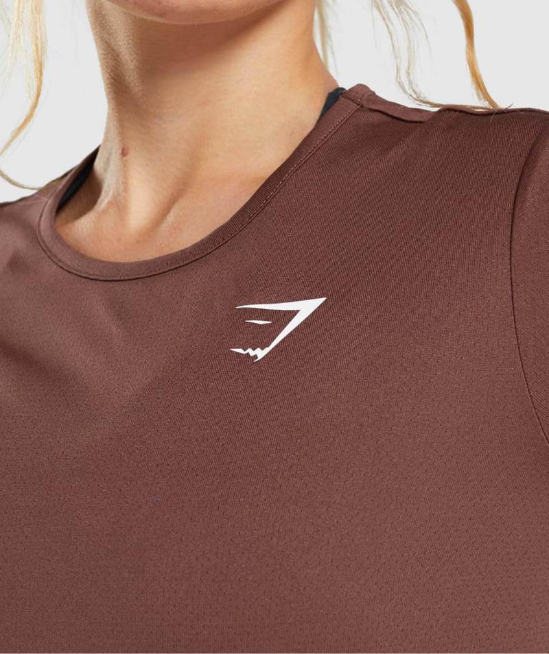 Gymshark Training Long Sleeve Top Pulóverek Női Rózsaszín Barna  Hungary |  EUDWP-2560