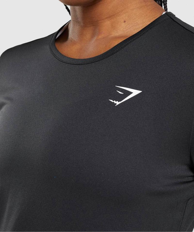 Gymshark Training Long Sleeve Top Pulóverek Női Fekete  Hungary |  GFMIE-7165