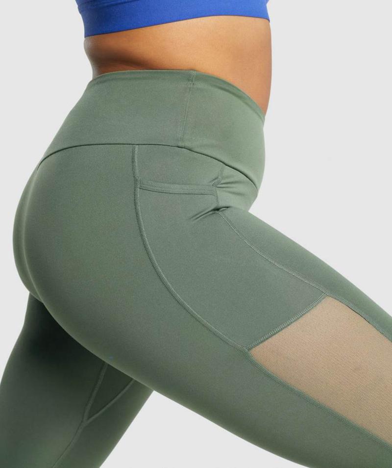 Gymshark Training Mesh Pocket Leggings Női Zöld  Hungary |  GITHR-6821