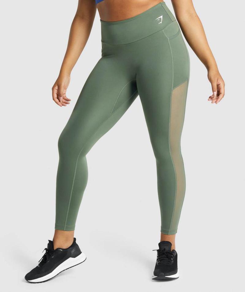 Gymshark Training Mesh Pocket Leggings Női Zöld  Hungary |  GITHR-6821