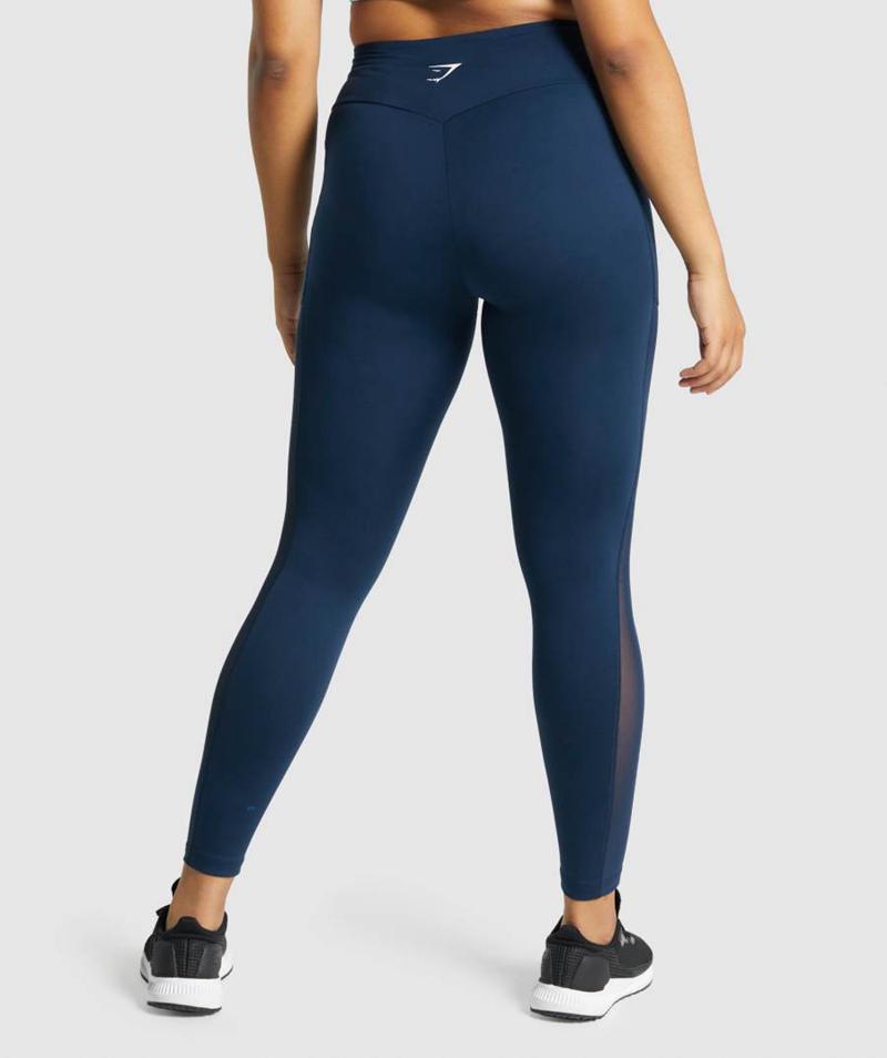 Gymshark Training Mesh Pocket Leggings Női Sötétkék  Hungary |  LIRJN-1046