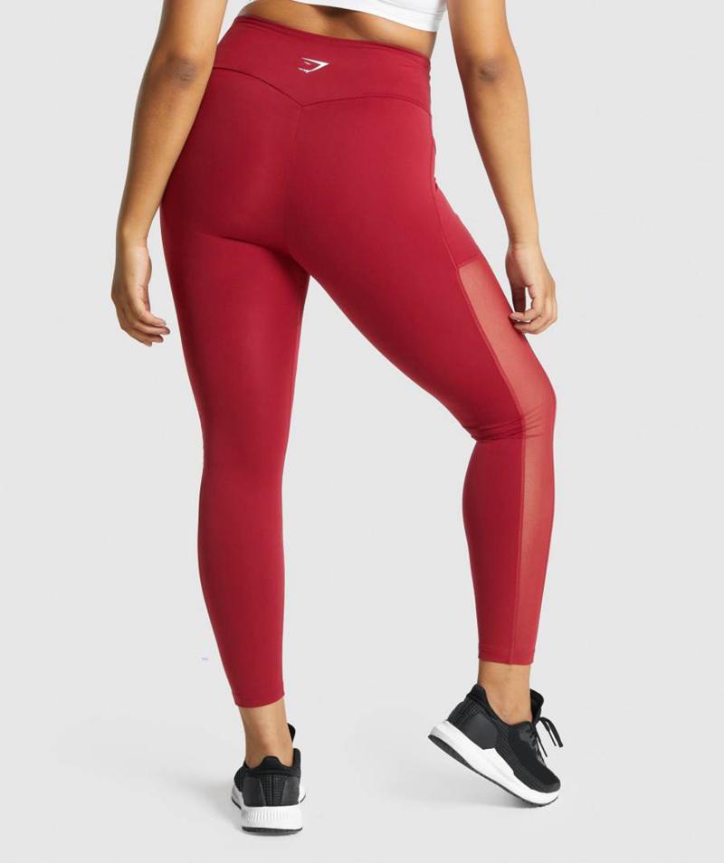 Gymshark Training Mesh Pocket Leggings Női Bordó  Hungary |  RELAJ-3295