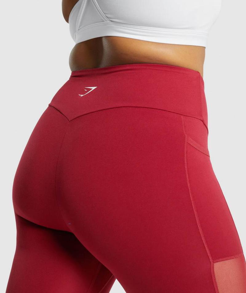 Gymshark Training Mesh Pocket Leggings Női Bordó  Hungary |  RELAJ-3295