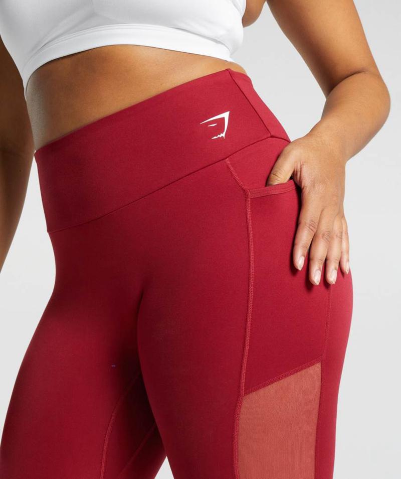 Gymshark Training Mesh Pocket Leggings Női Bordó  Hungary |  RELAJ-3295