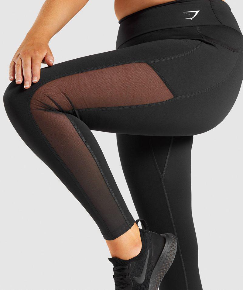 Gymshark Training Mesh Pocket Leggings Női Fekete  Hungary |  WCXBU-3487