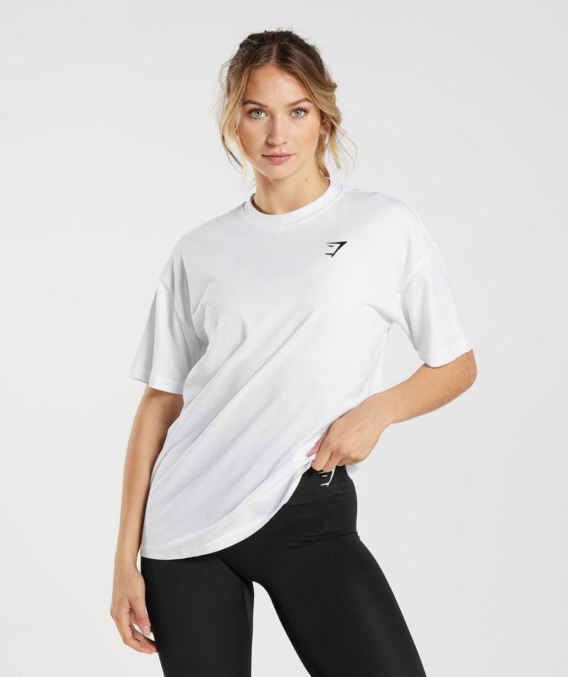 Gymshark Training Oversized T-Shirts Női Fehér  Hungary |  VMQYC-1052