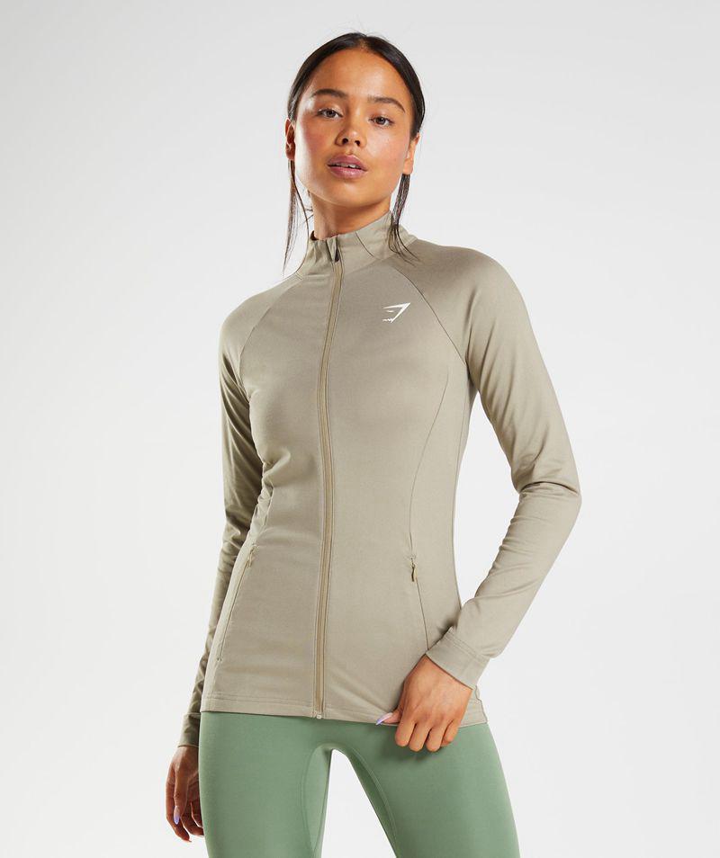 Gymshark Training Zip Up Kabát Női Bézs  Hungary |  EFGPO-2917