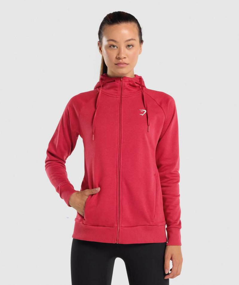 Gymshark Training Zip Up Kapucnis Pulóver Női Bordó  Hungary |  JGPMK-0196