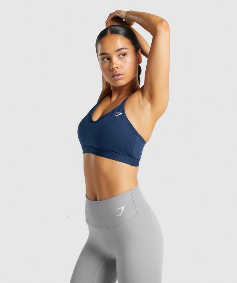 Gymshark V Neck Sportmelltartó Női Sötétkék  Hungary |  RDVCS-1860