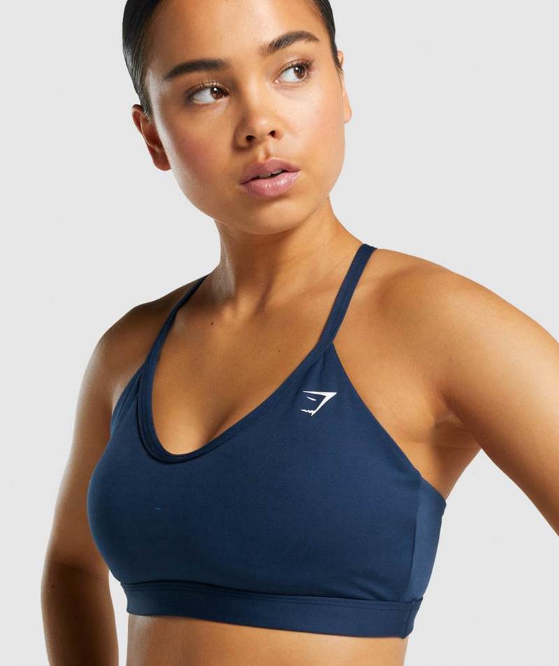 Gymshark V Neck Sportmelltartó Női Sötétkék  Hungary |  RDVCS-1860