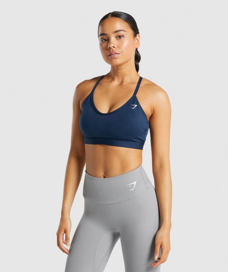 Gymshark V Neck Sportmelltartó Női Sötétkék  Hungary |  RDVCS-1860