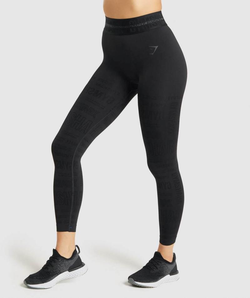 Gymshark Vision Leggings Női Fekete  Hungary |  TBMQA-3149