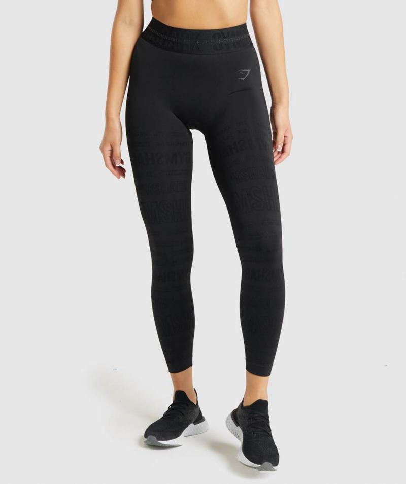 Gymshark Vision Leggings Női Fekete  Hungary |  TBMQA-3149