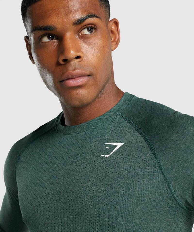 Gymshark Vital Light Seamless Long Sleeve Pulóverek Férfi Sötétzöld  Hungary |  JONYL-0286