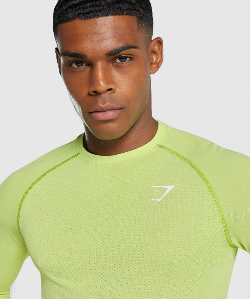 Gymshark Vital Light Seamless Long Sleeve Pulóverek Férfi Sárga  Hungary |  PHXYU-9152