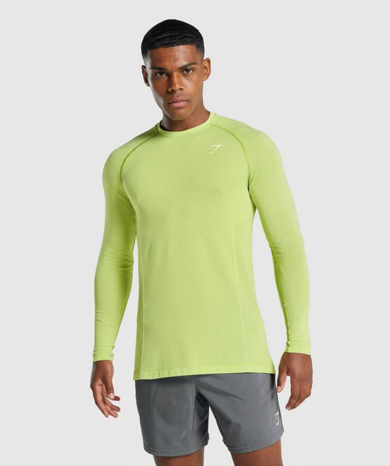 Gymshark Vital Light Seamless Long Sleeve Pulóverek Férfi Sárga  Hungary |  PHXYU-9152