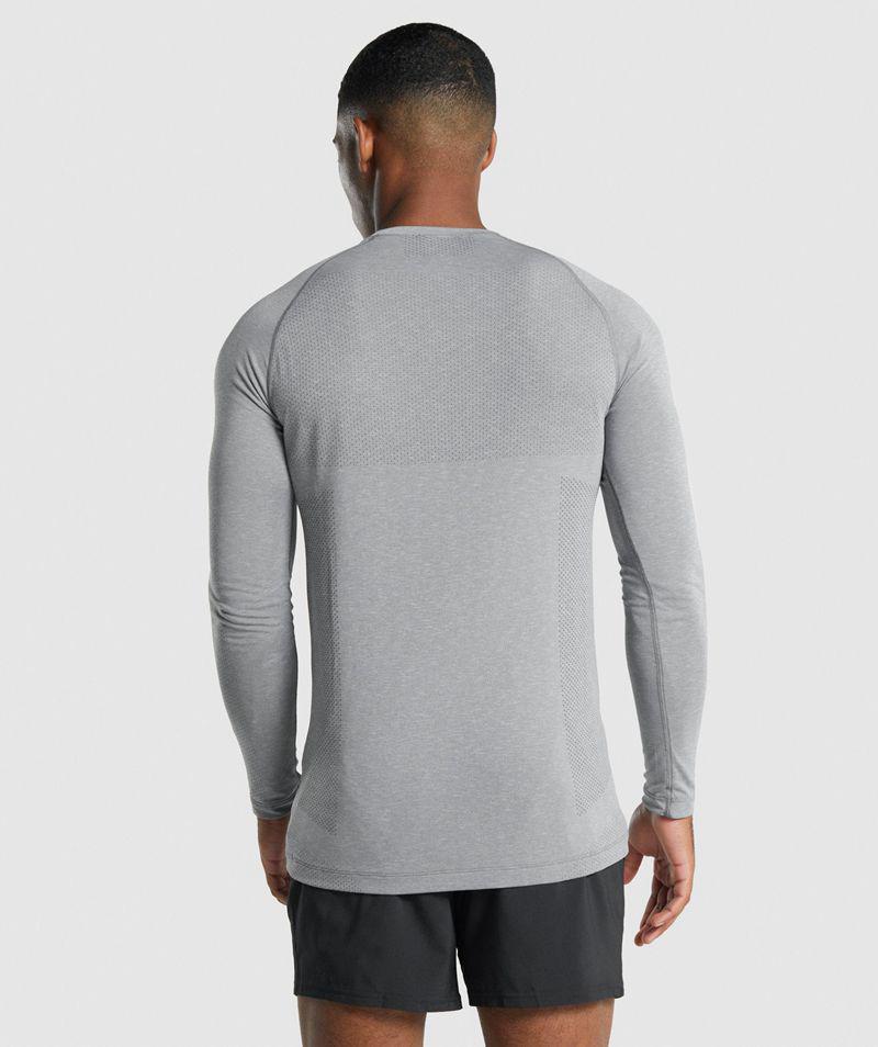 Gymshark Vital Light Seamless Long Sleeve T-Shirts Férfi Szürke  Hungary |  SGKCJ-3689