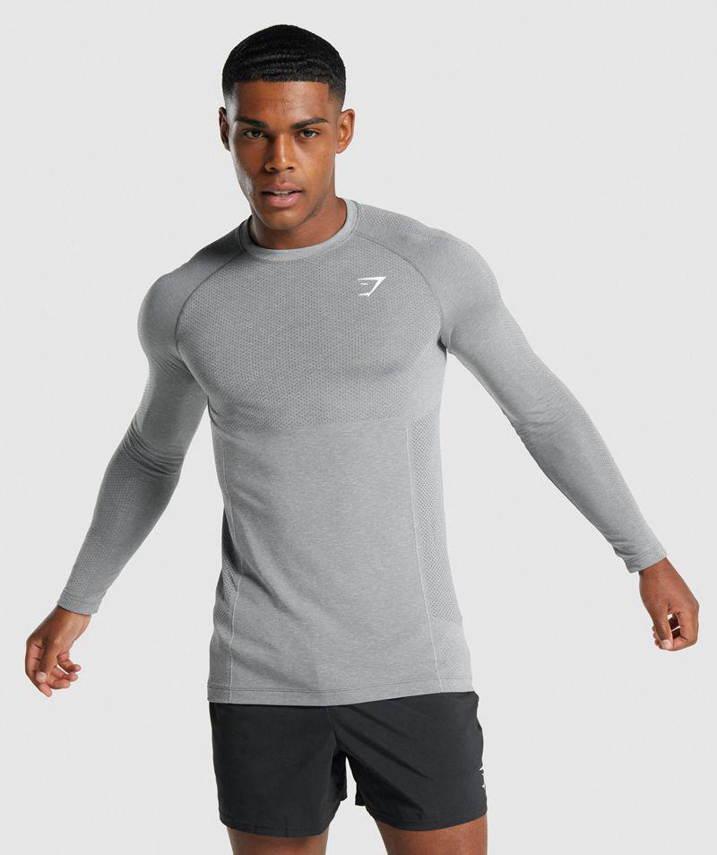 Gymshark Vital Light Seamless Long Sleeve T-Shirts Férfi Szürke  Hungary |  SGKCJ-3689