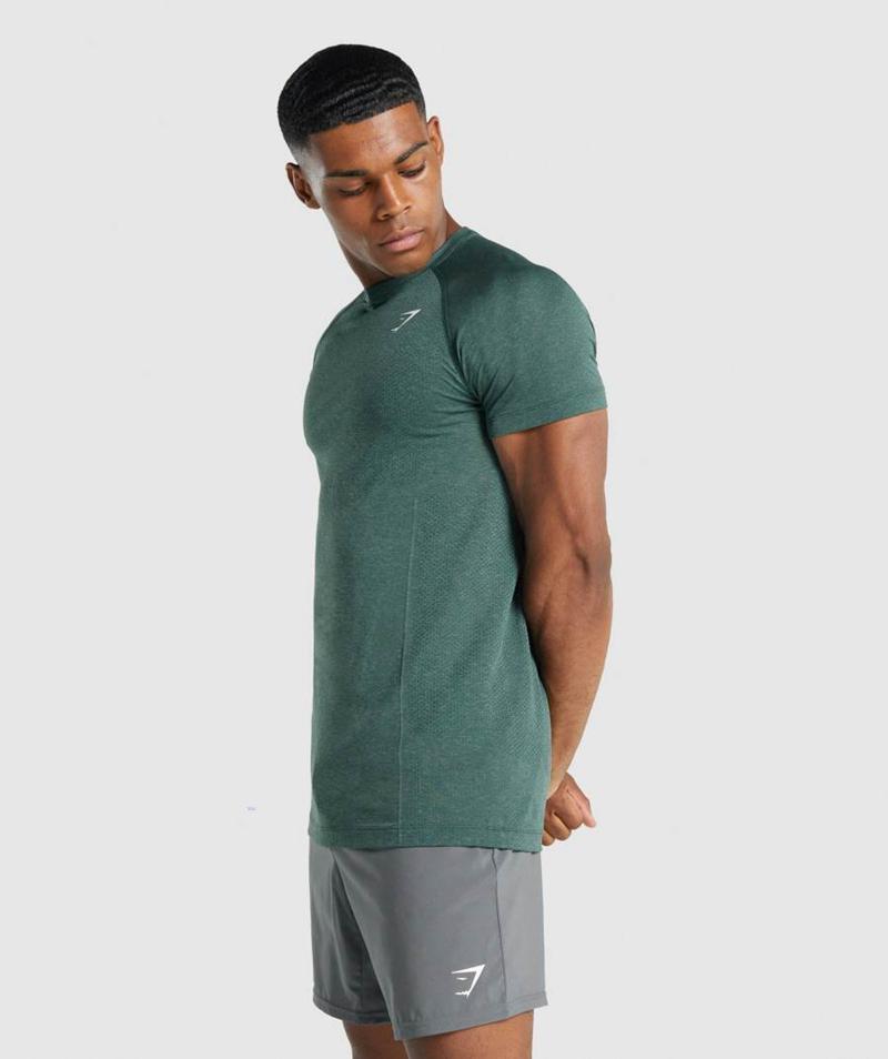 Gymshark Vital Light Seamless T-Shirts Férfi Sötétzöld  Hungary |  IRESU-0871