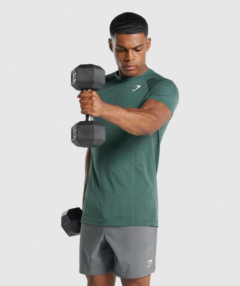 Gymshark Vital Light Seamless T-Shirts Férfi Sötétzöld  Hungary |  IRESU-0871