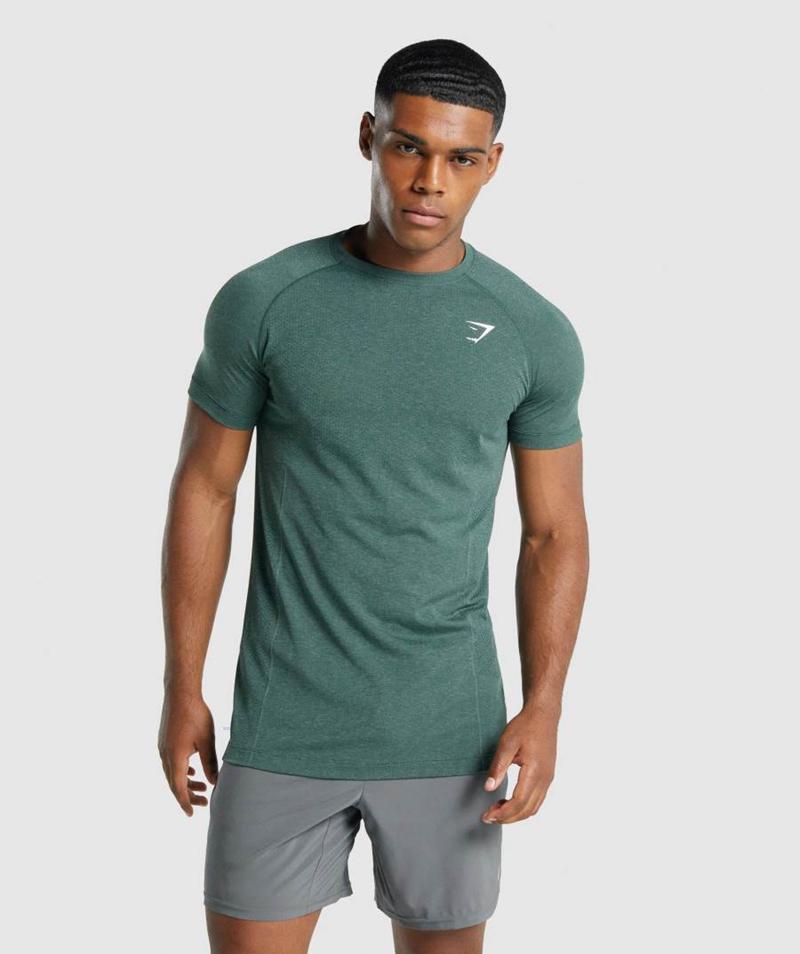 Gymshark Vital Light Seamless T-Shirts Férfi Sötétzöld  Hungary |  IRESU-0871