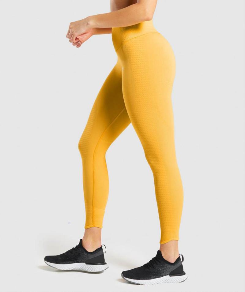 Gymshark Vital Rise Seamless Leggings Női Sárga  Hungary |  TADNQ-6017