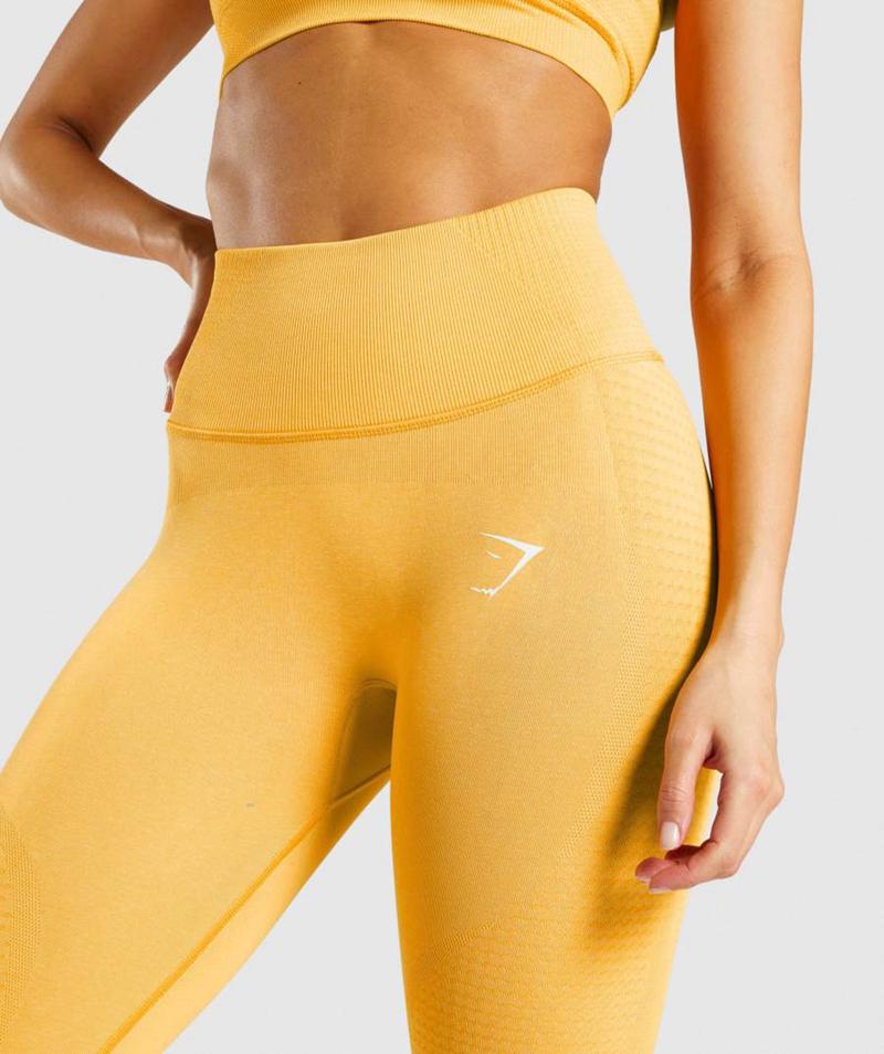 Gymshark Vital Rise Seamless Leggings Női Sárga  Hungary |  TADNQ-6017