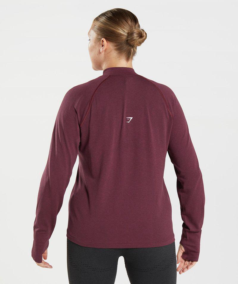 Gymshark Vital Seamless 2.0 1/2 Zip Pulóver Női Bordó  Hungary |  EMHNB-5497