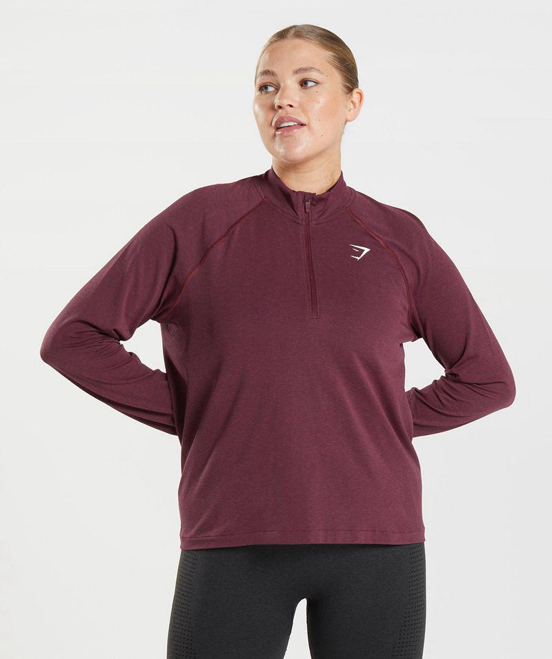 Gymshark Vital Seamless 2.0 1/2 Zip Pulóver Női Bordó  Hungary |  EMHNB-5497