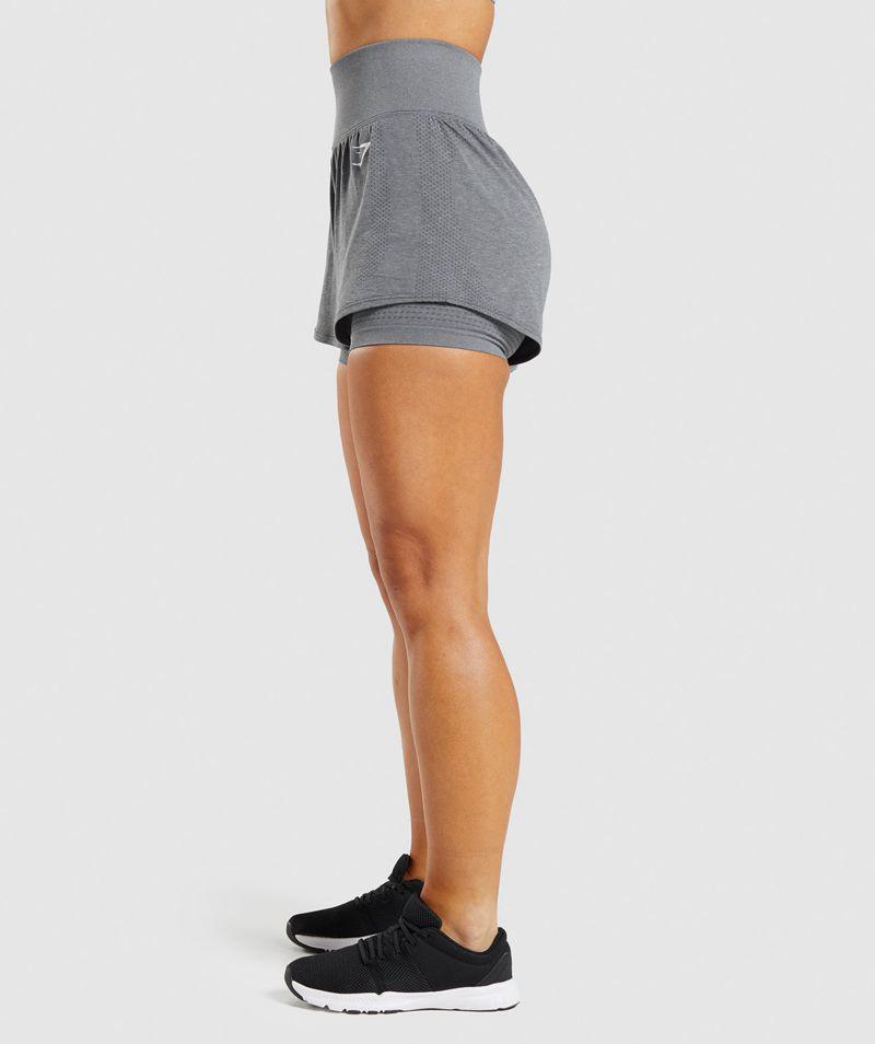 Gymshark Vital Seamless 2.0 2-In-1 Rövidnadrág Női Szürke  Hungary |  AJLSM-2137